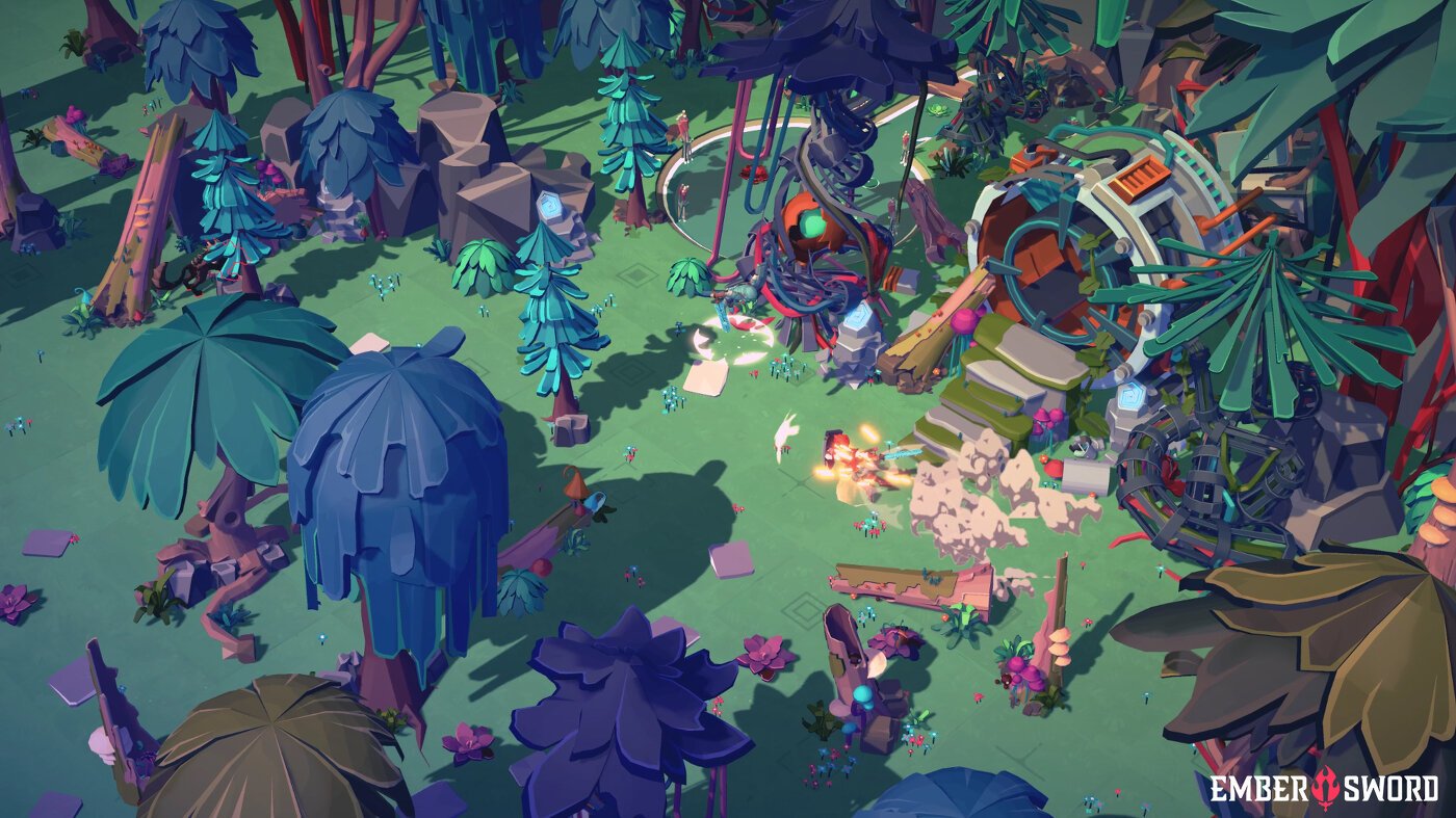 Ember Sword's colorful world includes player-owned land plots. Imagem: Bright Star Studio