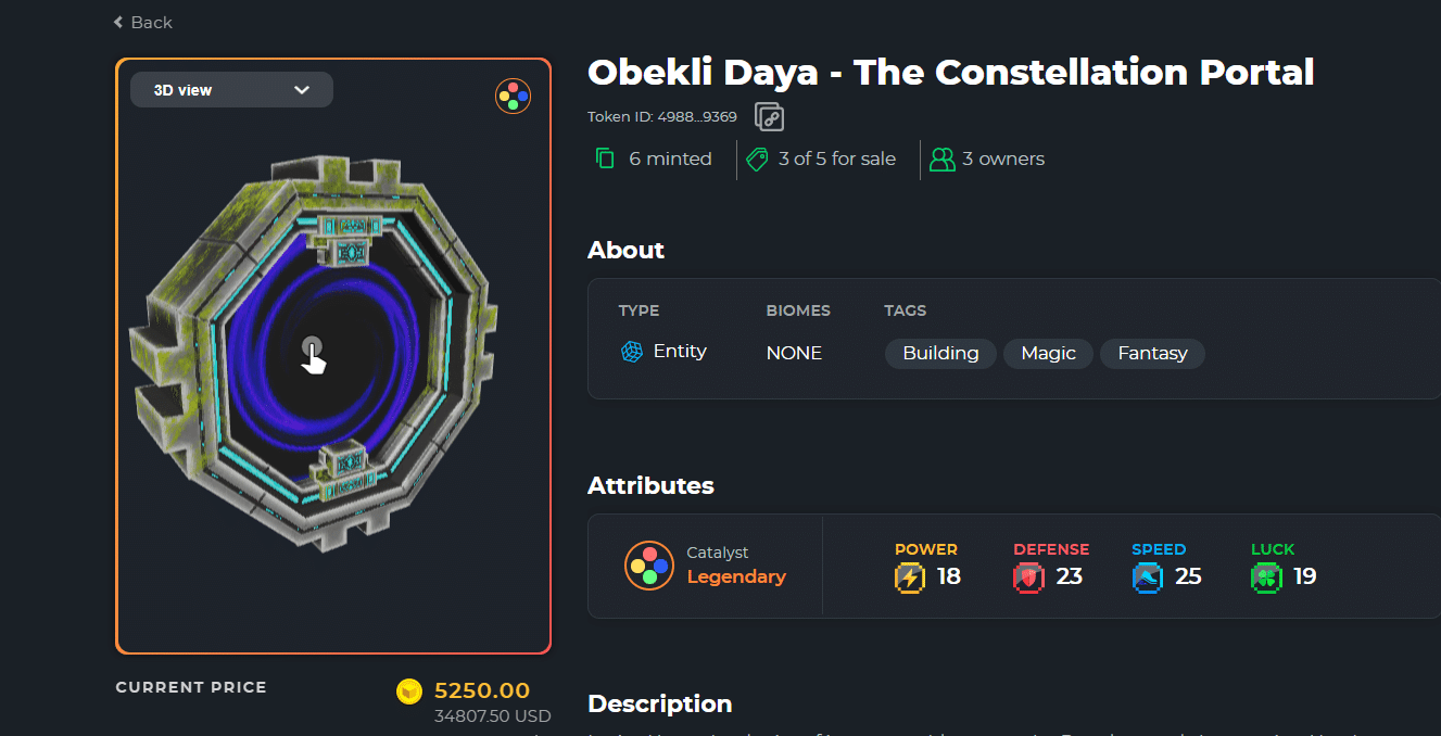 Página de detalles del Portal de las Constelaciones Obekli Daya