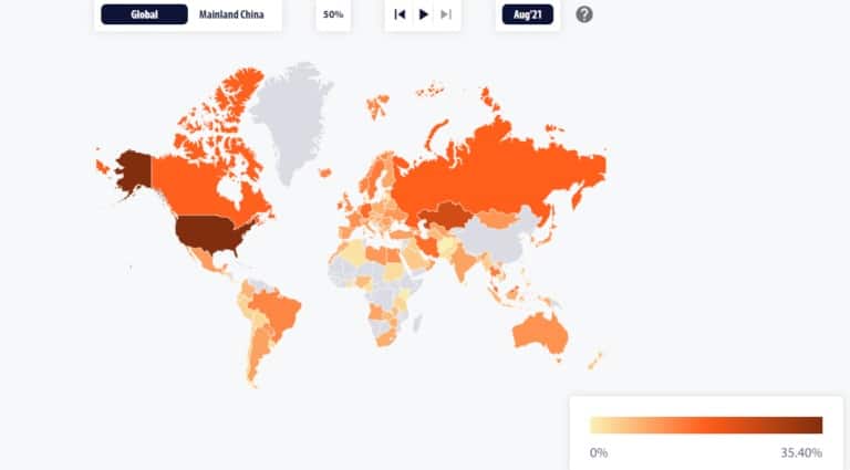 Карта майнинга биткоина (via ccaf.io)