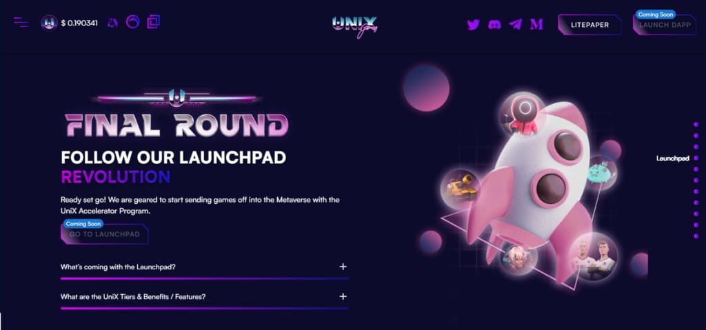 UniX Gaming初始游戏发行（IGO）启动板