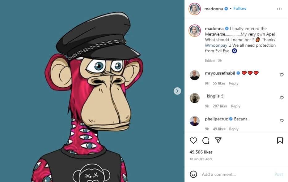 Madonna rockt haar aap op Instagram.