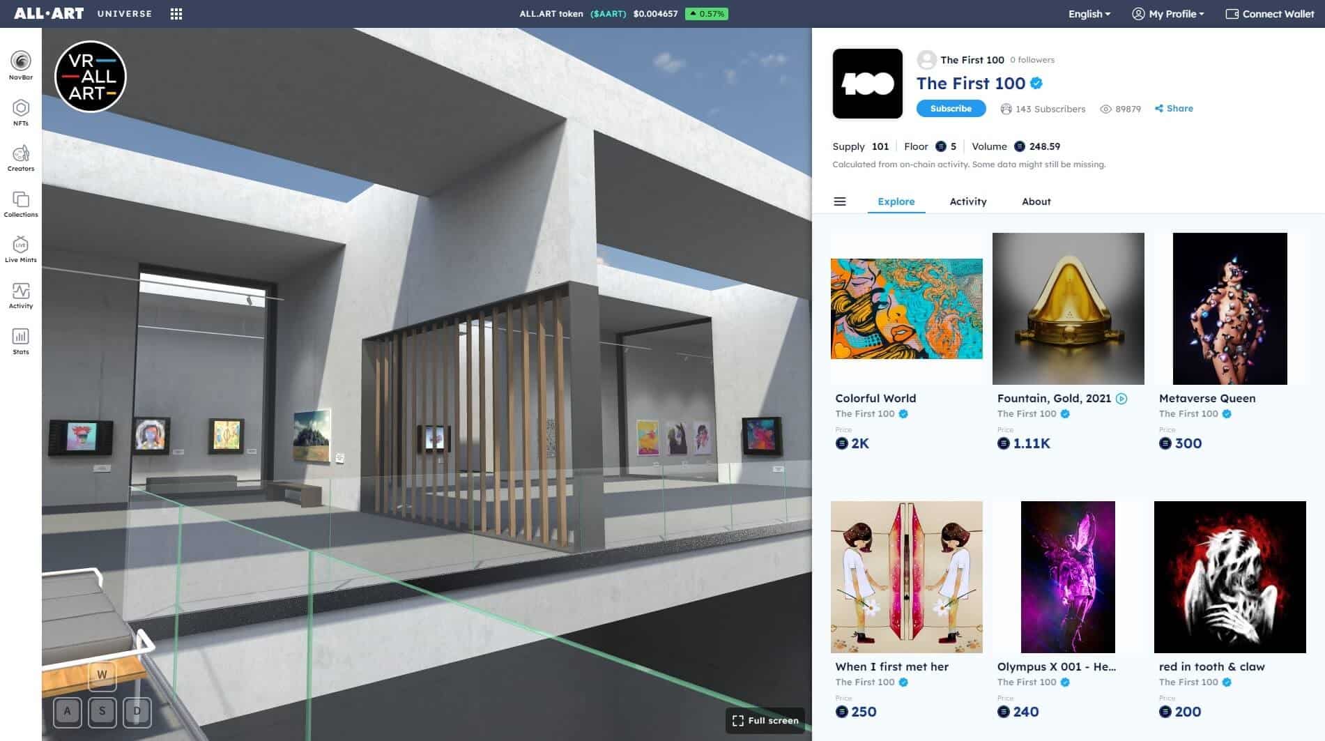Първите 100 панаира за изкуство с виртуална реалност на НФТ