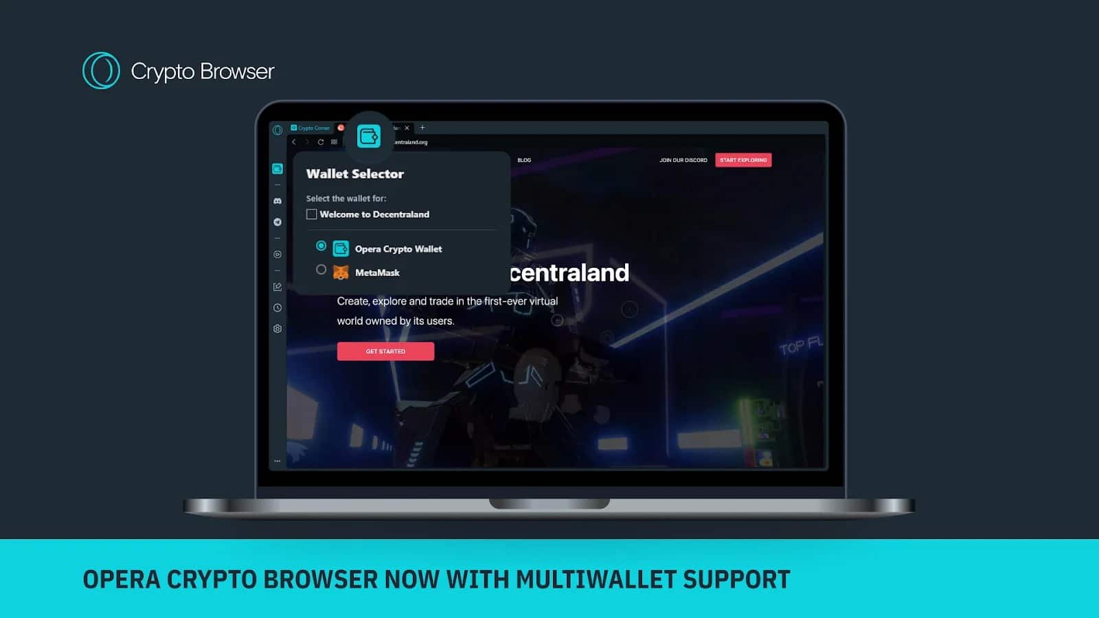 Wallet Selector preview in Opera's Crypto Browser