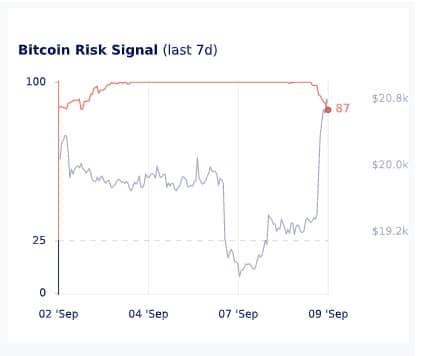 Segnale di rischio Bitcoin (Fonte: Glassnode)