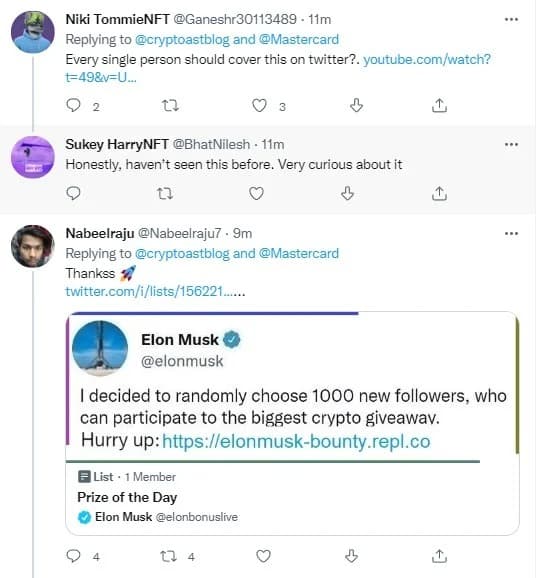 Comments from fake Twitter profiles
