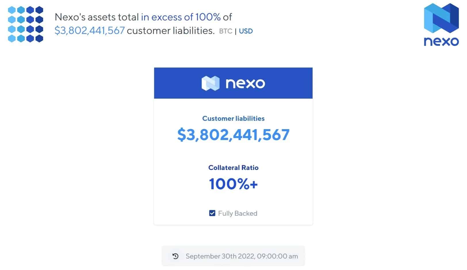 Figura 1: audit in tempo reale di Nexo