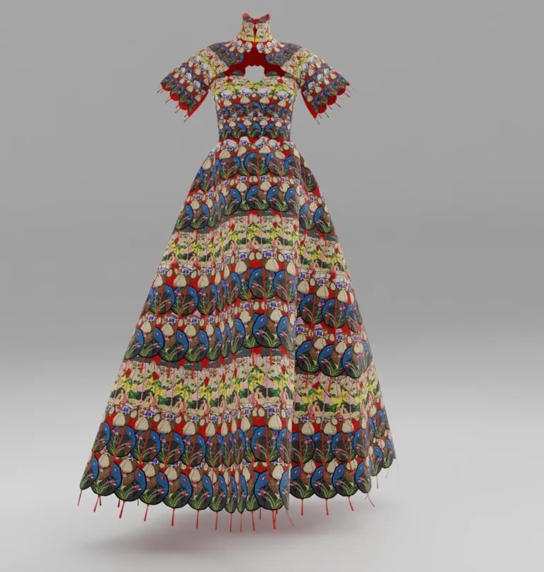 Vivienne Tam的BAYC曼陀罗刺绣旗袍。图片： Vivienne Tam, BNV, CFDA
