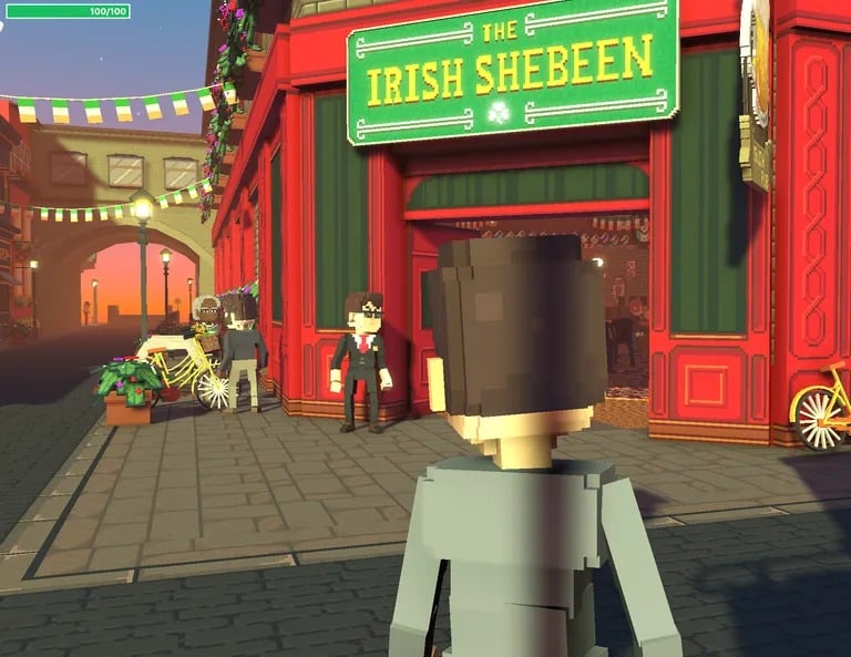 Pronto a entrare in The Irish Shebeen in The Sandbox.