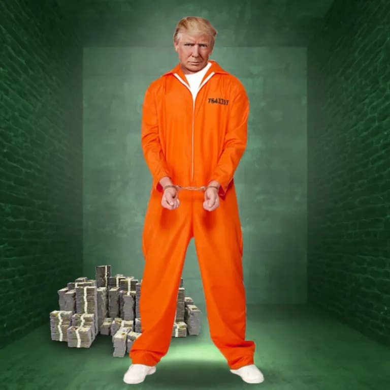 特朗普犯罪交易卡系列的艺术品。图片: Trump Criminal Trading Cards