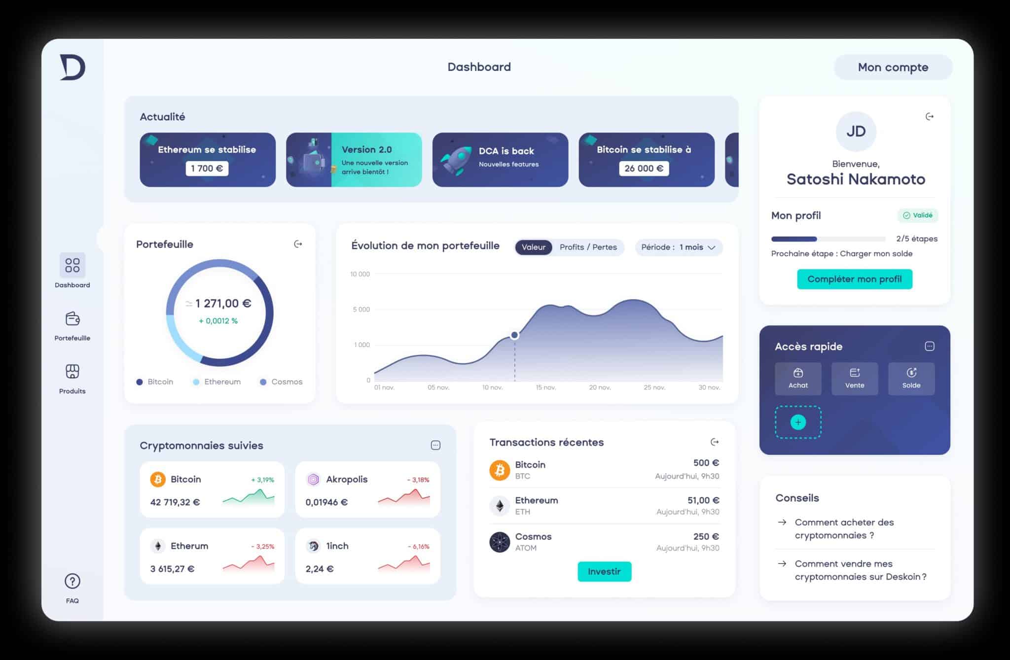 Preview of Deskoin's new interface