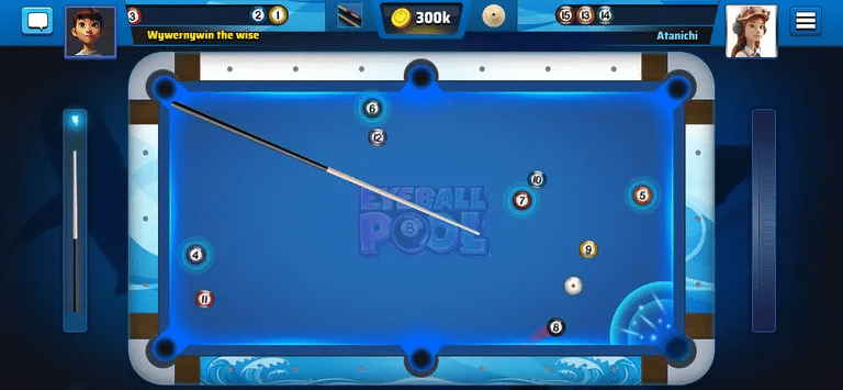 「Eyeball Pool」のスクリーンショット。イメージ： Eyeball Games