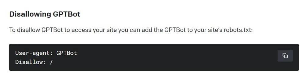 Cómo prohibir el GPTBot de OpenAI. Imagen: OpenAI