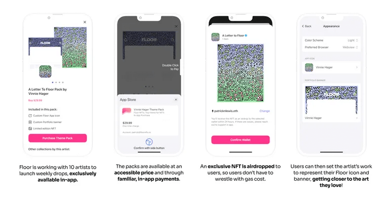 A look at the buying flow for Floor Icons NFTs. 图片： Floor
