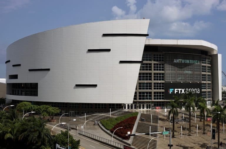 Photograph of the FTX Arena, renamed as such following the partnership established between FTX and the Miami Heat (NBA)