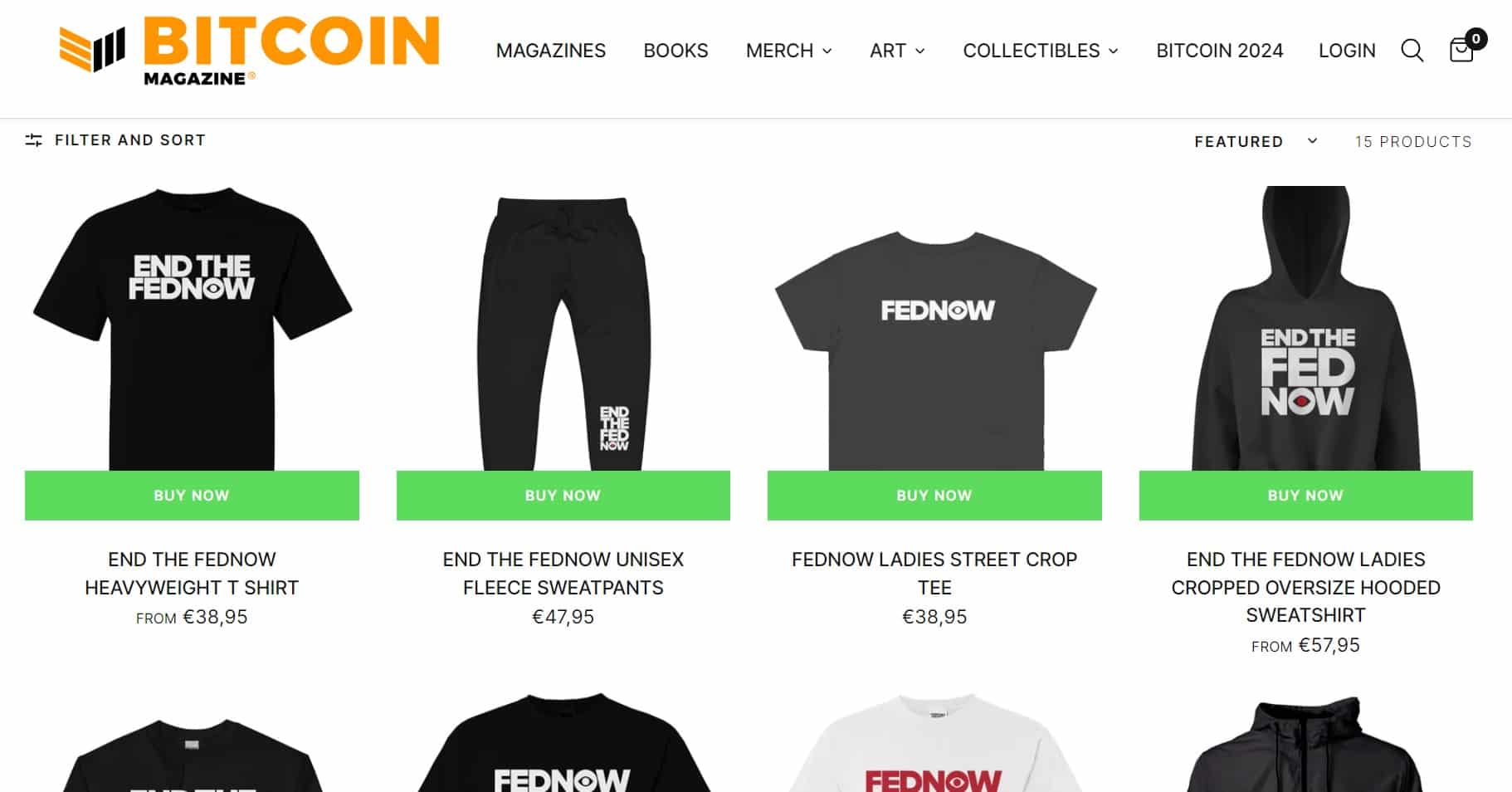 Пародийни артикули FedNow, продавани от списание Bitcoin