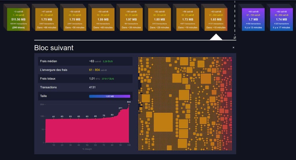 Figura 4: visualizzazione del mempool Bitcoin