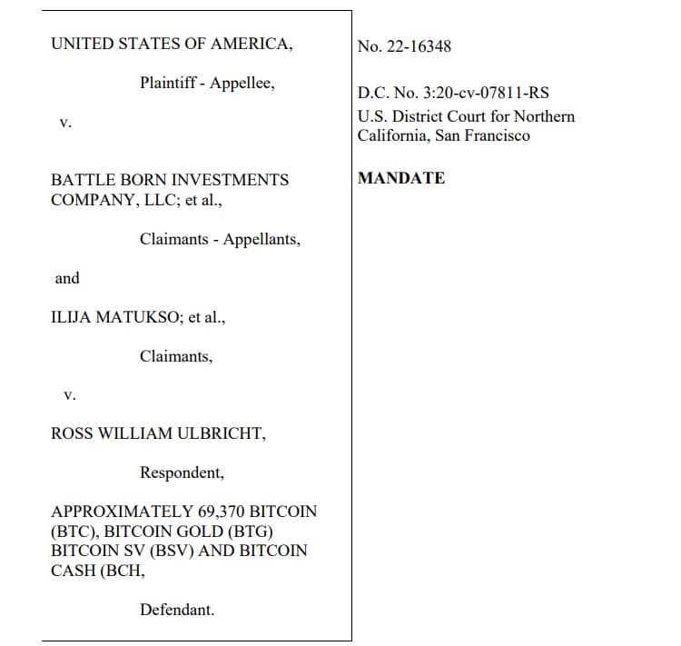 Screenshot dal documento del tribunale